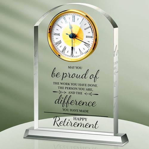 Landical Retirement Clock Gifts for Women Men Happy Desk Acrylic Clock Retirement Gifts for Boss Coworkers Farewell Going Away Gift for Retired Leader Teacher Office Home Desk Table Decor