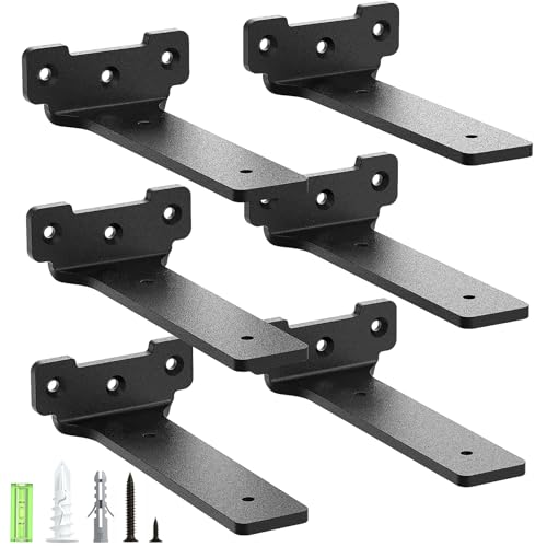 Yeabett 6 stück Regalhalter 15cm, Regalträger Metall mit Schrauben, 70 Kg Tragkraft, Schwarz