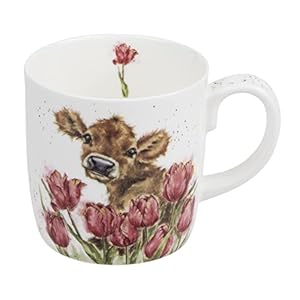 Royal Worcester Wrendale Designs Bessie Cow Mug 14 Ounce Large Coffee Mug with Cow Design Made from Fine Bone China Microwave and Dishwasher Safe