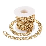 Crafans Cadenas de aluminio con rombos de 2 metros, cadena de eslabones trenzados dorados, 19 x 13 x 2 mm, sin soldar, para manualidades, collares, aretes, joyería