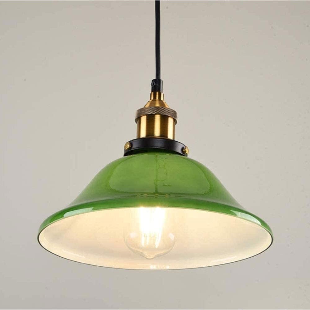 Lámpara colgante retro verde esmeralda para techo de salón y dormitorio rústico