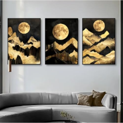 Décoration murale artistique moderne triptyque luxe encadré - 3