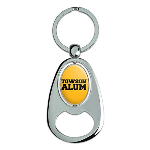 GRAPHICS & MORE Towson University Tigers Alumn Keychain Chrome Metal Spinning Oval Bottle Opener