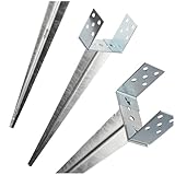 BEGRIS® U-Pfostenträger Angetrieben, Einstellbare Breite 0-120 mm, Pfostenschuh für Pergola, Gartenlaube, Anker für Metallmasten, Holzmasten, Betonmasten, Anker verzinkter Stahl
