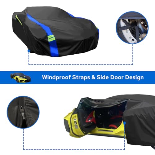 Image of Avecrew for Chevrolet Corvette C4 /C5 /C6 /C7 Car Cover Waterproof All Weather for Automobiles, Outdoor Full Exterior Covers Fit 1984-2019 Corvette C4 /C5 /C6 /C7 with Windproof Strap and Driver Door Zipper