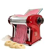 LEONEBEBE Elektrische Nudelmaschine - 135W, 5 kg/h, Edelstahl, 2-in-1 Teigpresse & Nudelschneider, für Haushalt & Gewerbe, inkl. 2,5 mm Klinge & 6 Dickeneinstellungen