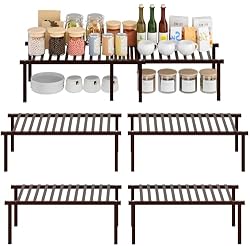 STORAGE MANIAC Expandable Cabinet Organizer Shelf, Set of 4, Gray