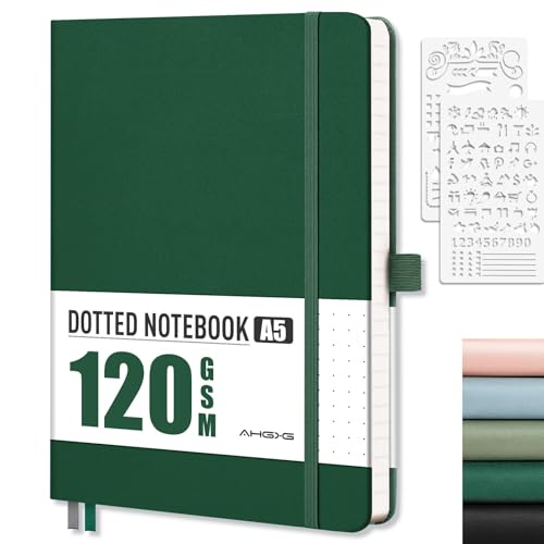 AHGXG Caderno pontilhado - Caderno de grade de pontos, papel grosso sem ácido de 120 g/m2, caderno p
