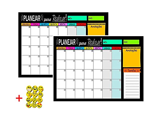 Kit 2 Painéis / quadros e Agenda Planejador Mensal 40X60 + 12 Emojis