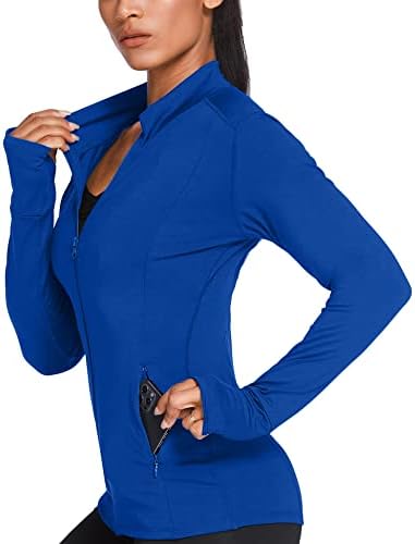 Pinspark Women Sports Jackets Workout Running Jacket Zipper Slim Fit Warm Up Activewear Tops Breathable