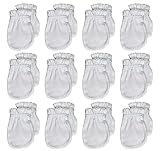 Tamsmart Newborn Baby Gloves No Scratch Mittens 100% Cotton, For 0-6 Months Boys/Girls (White, 12)