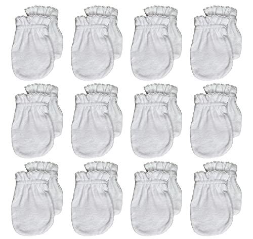 Tamsmart Newborn Baby Gloves No Scratch Mittens 100% Cotton, For 0-6 Months Boys/Girls (White, 12) #TOP2