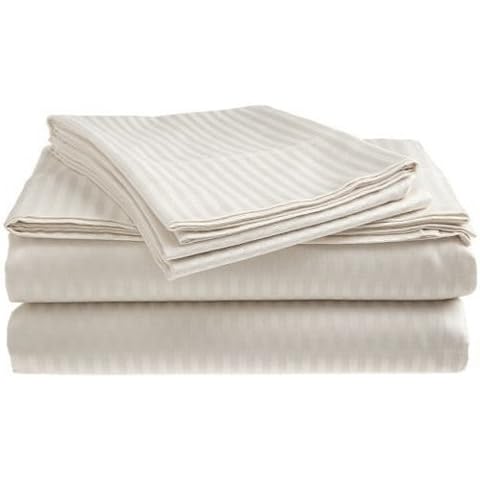 Luxurious 6-Piece Sheet Set + 2 Bonus Pillowcases - Dobby Stripe - Comfy & Breathable - Hotel Luxury Bed Sheets - Deep Pockets- Soft & Wrinkle-Free-Cooling Sheets & Pillowcases (Gray / Silver, Queen) Cover