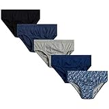 Van Heusen Men’s Underwear – Low Rise Briefs with Contour Pouch (5 Pack), Grey/ Blue/ Black, Large