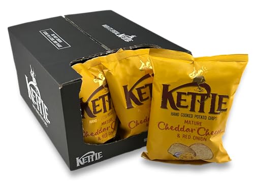 Kettle Chips Mature Cheddar Cheese & Red Onion, hand-frittierte Kessel-Chips, in unterschiedlichen Geschmacksrichtungen 10x 130 g