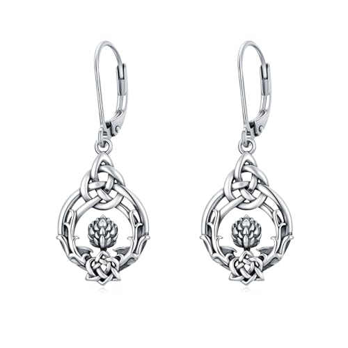 Scottish Thistle Jewelry 925 Sterling Silver Vintage Oxidized Celtic Knot