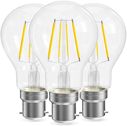 Luxvista 4W Candle Bulbs Bayonet Dimmable LED BC Light Bulbs Warm White 2700K, Clear Candle