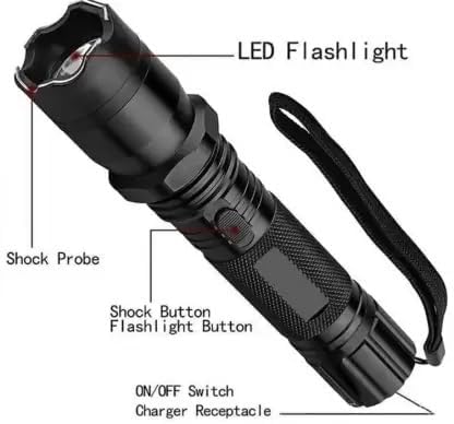 Image of Metal Alloy 1101 LED 2 in 1 Rechargeable Flashlight Torch for Outdoor Indoor Emergency| Portable Handheld Tactical Light | Super Bright Long Distance Beam