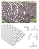 Sawysine 102 Pcs DIY PVC Projects Set Included 60 Pcs 24 Inch PVC Pipe and 42 Connection Pipe Fittings for Spring, Home, Greenhouse, Garden, Farm, Workshop, Summer(White,3/8 Inch)