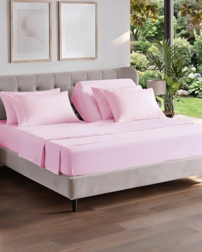 Image of Flex Top Split Head King 6 Piece Sheet Set - Soft & Cooling - Light Pink