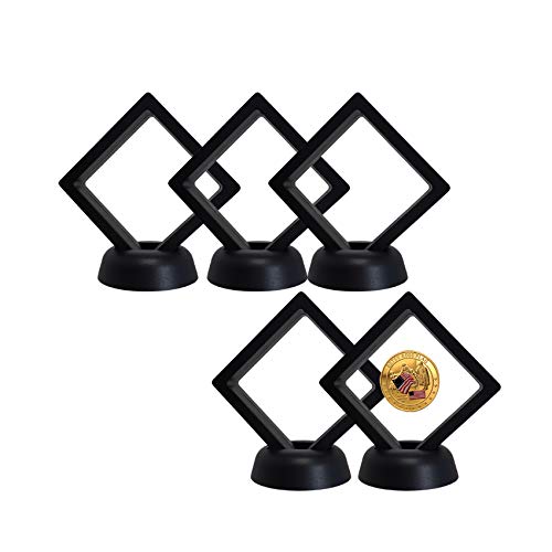 Coin display case,3D floating display box that can display jewelry, accessories, rings and bracelets. (black, 5pcs)