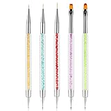 Sularpek Pinceles Uñas, 5 Piezas Plumas de Arte de Uñas, Herramientas de Doble Punta de Uñas, Nail Dotting Manicure Tools, UV Gelpara Decoración de DIY Nail Art Designs