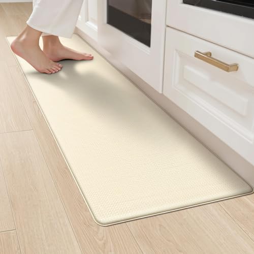 LEKEEPGO Alfombra Cocina Lavable Antideslizante 44x150cm, Impermeable, Alfombra de Cocina Antifatiga para Pasillo, Comedor, Lavadero, Beige