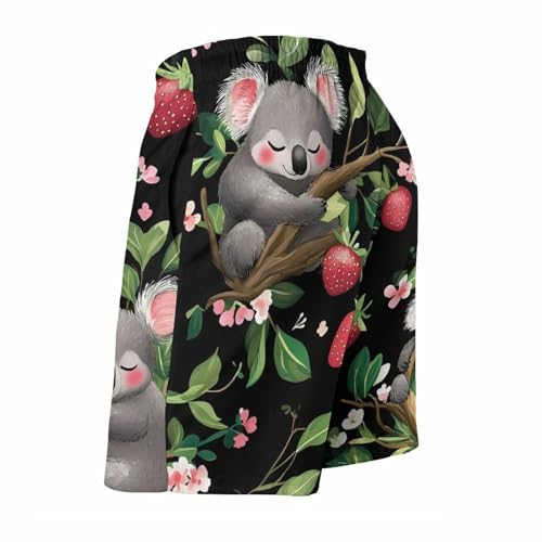 Cute Strawberry Koala Mens Swim Trunks Quick Dry Board Shorts Beach Swimwear Bathing Suits4