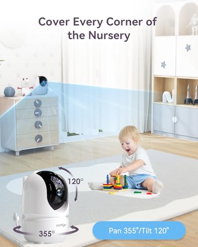 Image of Comfyer BM01 Baby Monitor with Camera and Audio, 7 inch 720P HD Video Baby Monitor No WiFi, 6000mAh Battery, VOX Mode, Auto Night Vision, Hack Proof, Remote PTZ