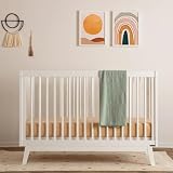 dadada Baby Soho 3-in-1 Convertible Wooden Crib to Toddler Bed - Made in Italy, GREENGUARD Gold Certified, Baby-Safe Finish, Handcrafted Beechwood, Modern Design, 3 Adjustable Heights (White)