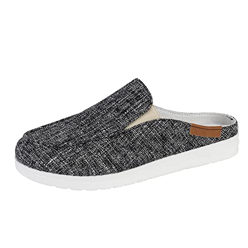 Frdun Zapatos de lona para mujer, medio envuelto, zapatillas de verano, sin cordones, informales, cómodos, suaves, para caminar Cover