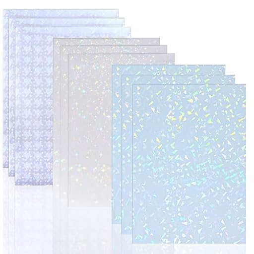 Azlanway Lote de 9 hojas holográficas de 3 estilos, autoadhesivas, transparentes, A4, láminas decorativas para manualidades | Ya disponible en tu tienda friki favorita! En mundofriki.es!