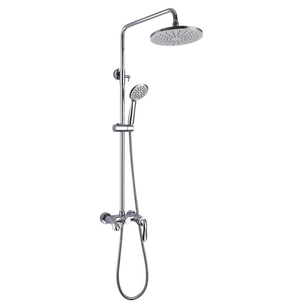 Pommeau de douche rond avec sa douchette 3 fonctions et robinet chic