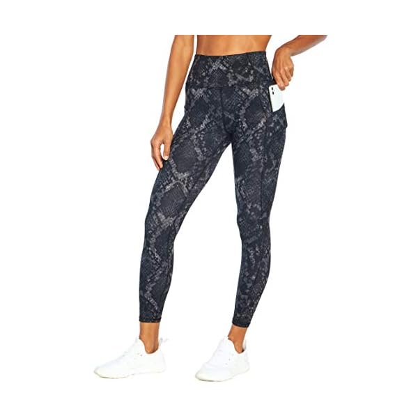 Jessica-Simpson-Sportswear-Tummy-Control-Pocket-Ankle-Legging Jessica Simpson Sportswear Women's Tummy Control Pocket Ankle Legging, Black Cobra, Large