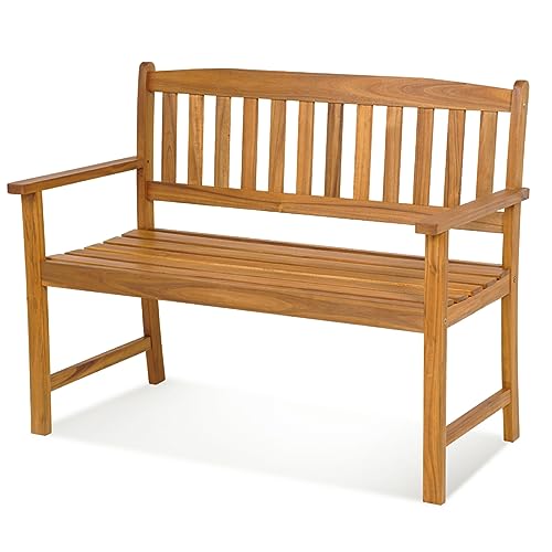 KOMFOTTEU 2 Sitzer Gartenbank, Sitzbank aus Akazienholz, Außenbank mit...