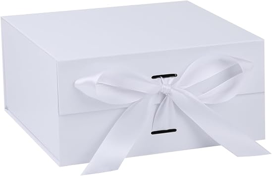 OEMVALATY White Gift Box,6x6x3 Inches Gift Boxes with Lids for Presents with Magnetic Closure and Ribbon for Wedding,Storage,Birthday