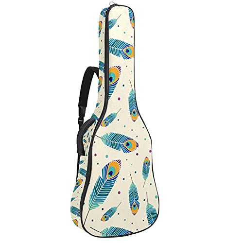 Sac à dos basse acoustique et guitare classique 106 cm motif paon bleu