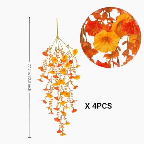 Fleurs artificielles résistant aux UV : 4 suspensions d'automne extérieur - 6