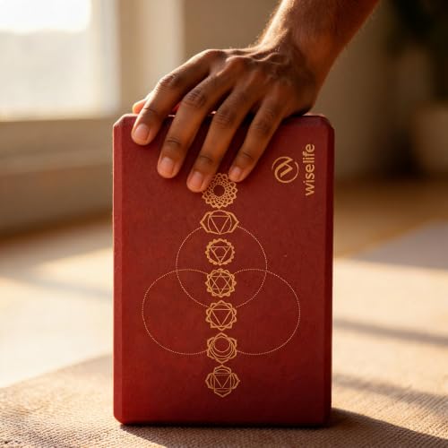 Image of WiseLife Printed Yoga Blocks | Yoga Brick (Pack of 2, Extra Large Size), High-Density EVA Foam Soft Surface for Balance, Support & Performance, Strength Training Exercise (Maroon)