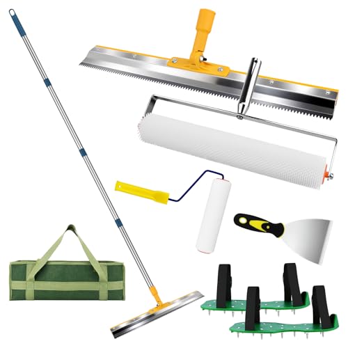 Selbstnivellierendes Zementwerkzeug-Set Bodenbeschichtungswalzen-Set Epoxid-Bodenbelag-Werkzeugset Bodennivellierwerkzeuge mit robuster Canvas-Tasche