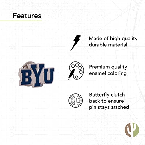 Image of Desert Cactus Brigham Young University Lapel Pin BYU Cougars Made of Metal for Formal Wear, Bag and Hat Jewelry, and Tie Tack