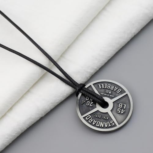 Collier homme haltérophilie en maille épaisse avec pendentif plaque - 2