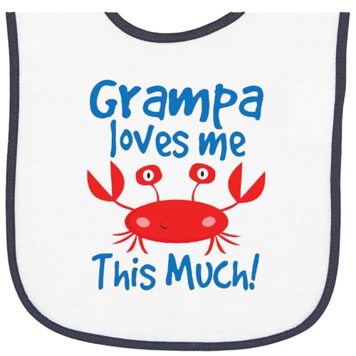 inktastic My Grampa Loves Me Grandson Crab Baby Terry Cloth Bib
