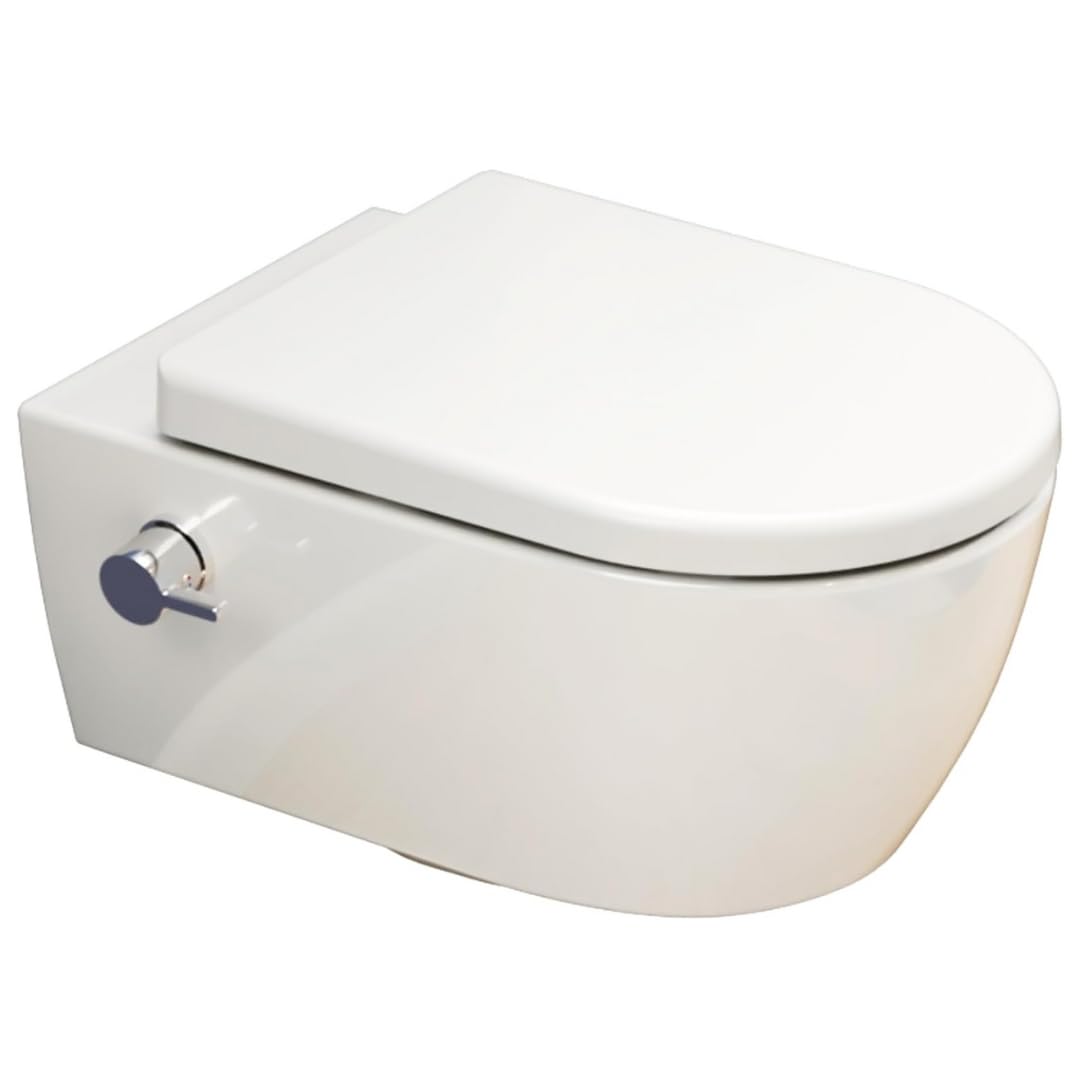 SSWW | wc douche avec siège de toilette Softclose, Taharet sans rebord, fonction bidet | 52,5 cm de long | mitigeur chaud/froid