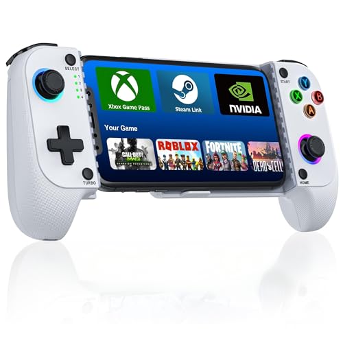 Fanxieast Ultimate Wireless Mobile Gaming Controller for iPhone/Android Universal Phone Controller With Hall Effect Joystick, Wake Up, Dynamic RGB Compatible With Xbox, Steam