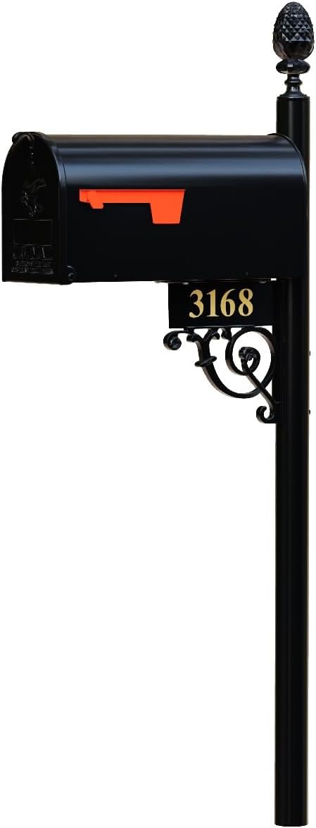 ADDRESSES OF DISTINCTION The Bristol Black Mailbox with Post Included – Aluminum Mailboxes for Outside with Post – Rust Free Personalized Metal Mailbox - Large (Large)