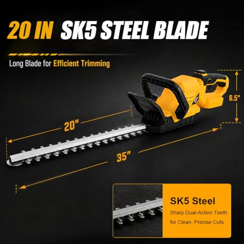 AUTOJARE Cordless Hedge Trimmer 20" Brushless Motor Trimmers Compatible with Dewalt 20V Battery (No Battery) Electric Hedge Trimmer with 180° Rotatable Head for Yard, Garden and Lawn by AUTOJARE - Used condition - Image 7