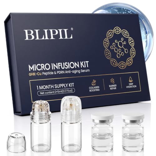 BLIPIL GHK-Cu Peptide & PDRN Micro Infusion System for Face 1 Pack, Facial Rejuvenation Serum with Hyaluronic Acid & Ectoine, At-Home Micro Infusion Kit, 1 Month Supply