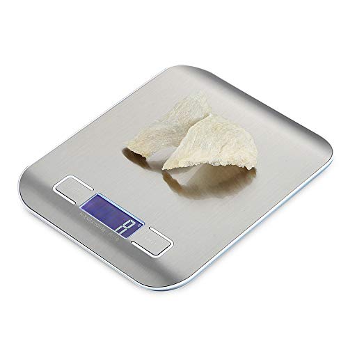 Digital Kitchen Scale, 5Kg/1G Electronic Stainless Steel Cooking Food Scale, Weighing Scales With Lcd Backlight Display, Slim Design, Accurate Weighing Home & Kitchen By Techcode, Silver #TOP2