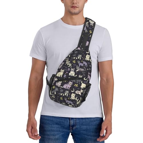 Mochila Urbana Sling Negra con Estampado Spooky miniatura 7